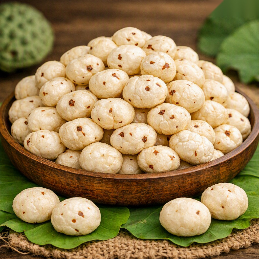 Foxnuts (Makhana) close-up texture